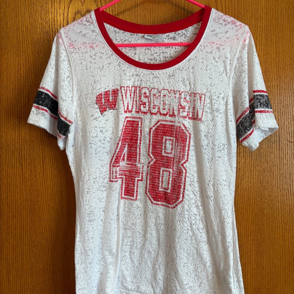 White Wisconsin Badger "48" T-shirt (Juniors)